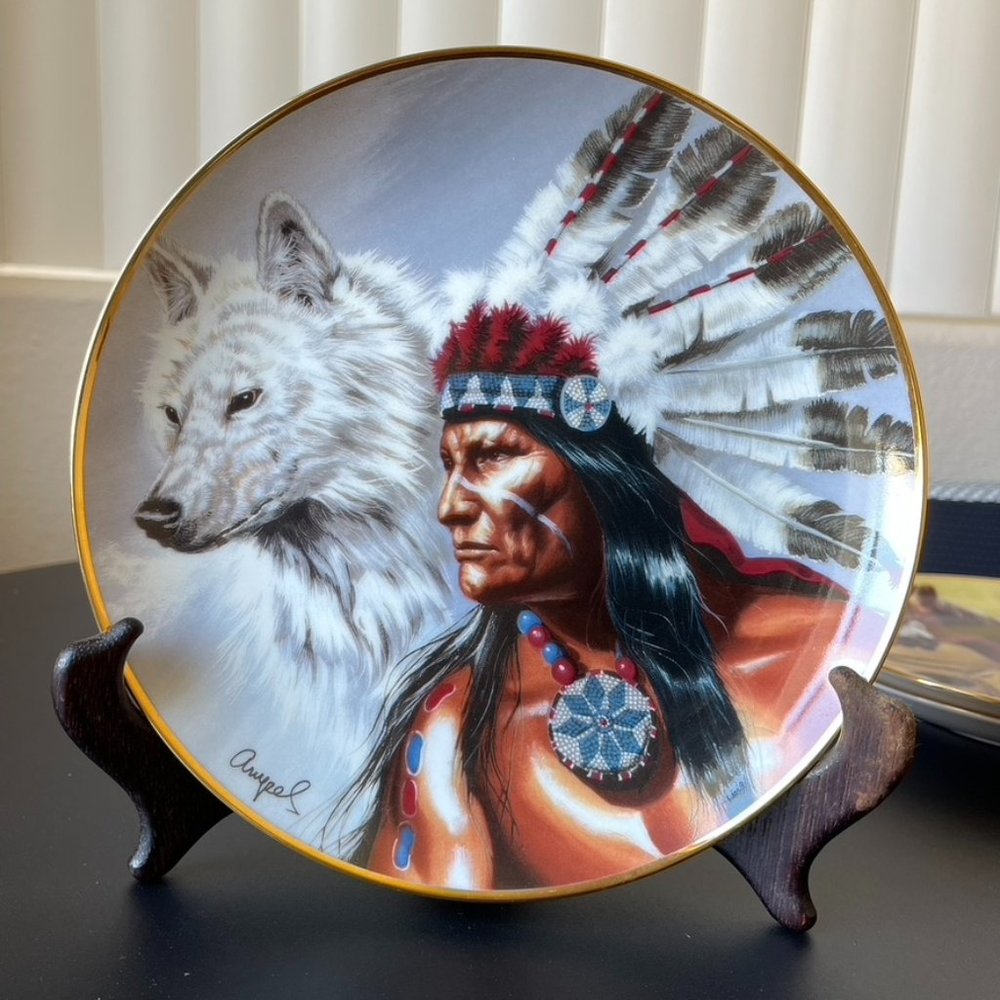Vintage Franklin Mint Heirloom Recommendation Plate "Spirit Of The White Wolf" L